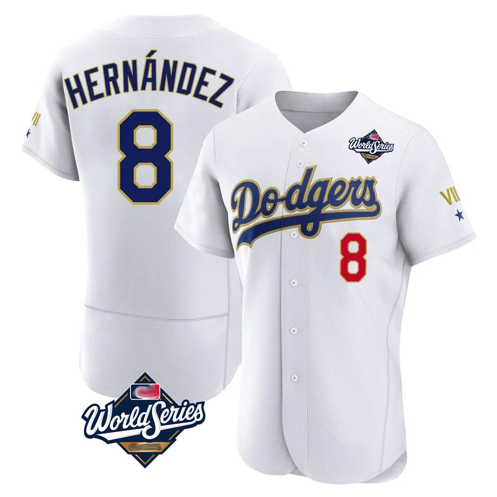 Kooe LA.Dodgers #8 Enrique Hern¨¢ndez Player Gold White World Series 2026 Collection Stadium Limited Elite Stitched Jerseys