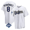 Kooe LA.Dodgers #8 Enrique Hern¨¢ndez Player Gold White World Series Meet 2026 Collection Stadium Game Stitched Jerseys