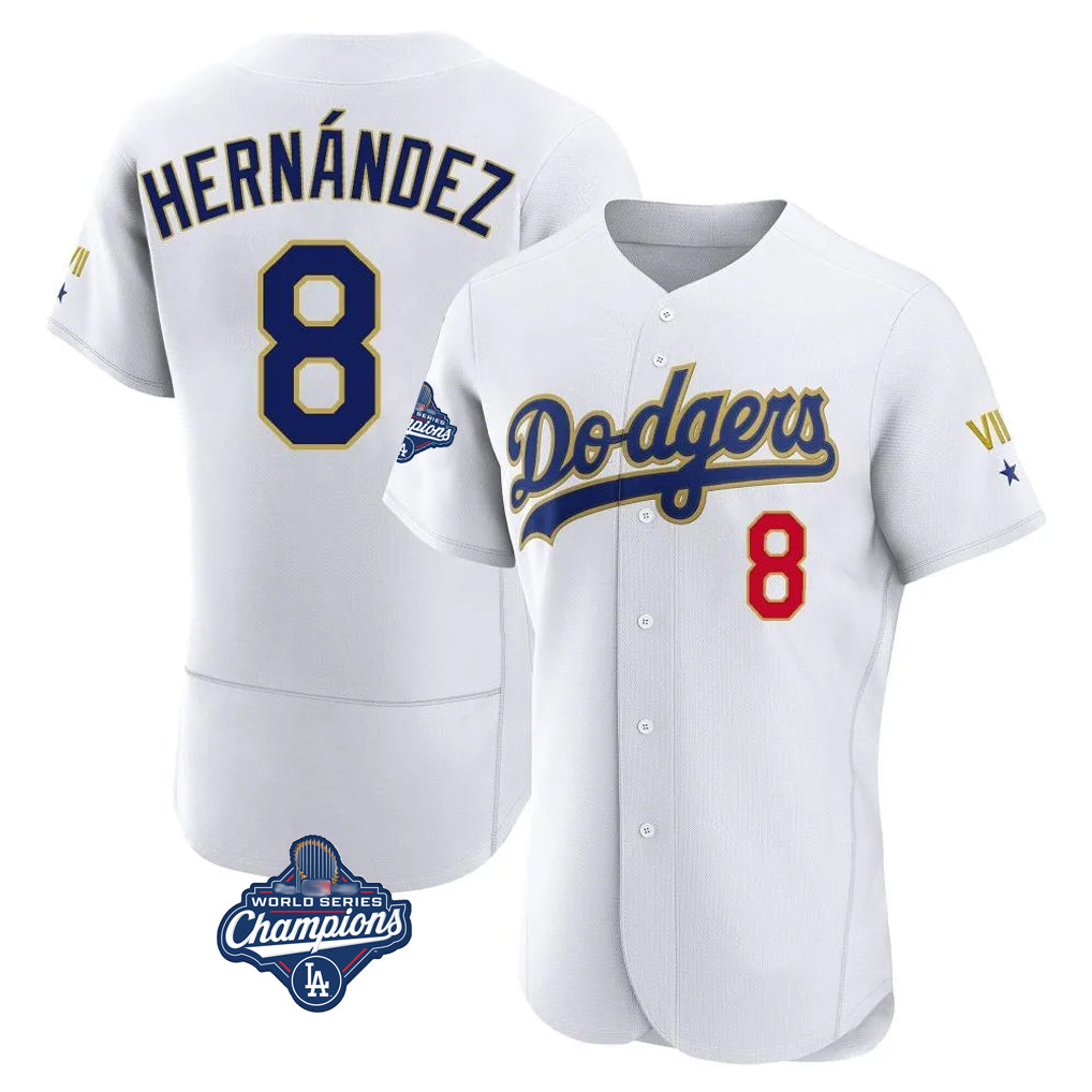 Kooe LA.Dodgers #8 Enrique Hern¨¢ndez Player Gold White World Series Meet 2026 Collection Stadium Limited Elite Stitched Jerseys