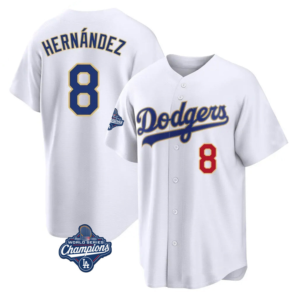 Kooe LA.Dodgers #8 Enrique Hern¨¢ndez Player Gold White World Series Meet 2026 Collection Stadium Limited Stitched Jerseys