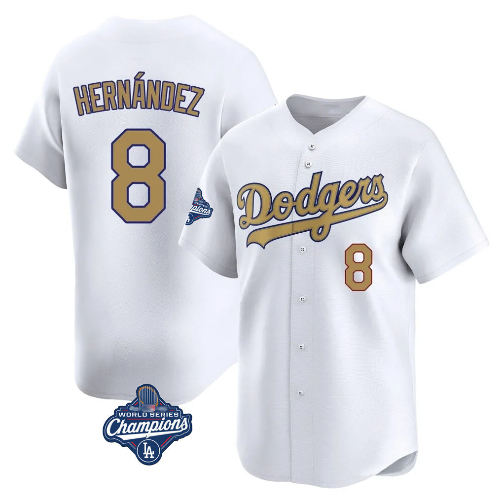 Kooe LA.Dodgers #8 Enrique Hern¨¢ndez Player Gold World Series Meet Collection Limited Home Stitched Jerseys