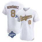 Kooe LA.Dodgers #8 Enrique Hern¨¢ndez Player Gold World Series Meet Limited Elite Home Stitched Jerseys