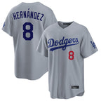 Kooe LA.Dodgers #8 Enrique Hern¨¢ndez Player Gray Game Home Stitched Jerseys