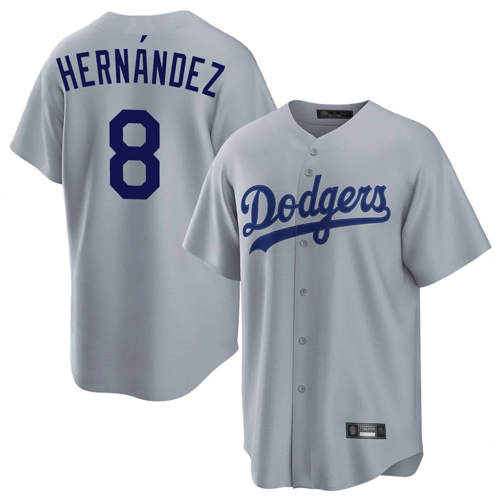 Kooe LA.Dodgers #8 Enrique Hern¨¢ndez Player Gray Game Stitched Jerseys