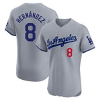 Kooe LA.Dodgers #8 Enrique Hern¨¢ndez Player Gray Limited Elite Home Stitched Jerseys