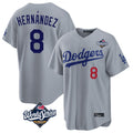 Kooe LA.Dodgers #8 Enrique Hern¨¢ndez Player Gray World Series Game Home Stitched Jerseys