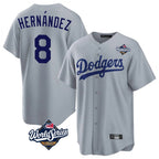 Kooe LA.Dodgers #8 Enrique Hern¨¢ndez Player Gray World Series Game Stitched Jerseys
