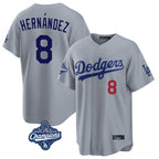 Kooe LA.Dodgers #8 Enrique Hern¨¢ndez Player Gray World Series Meet Game Home Stitched Jerseys