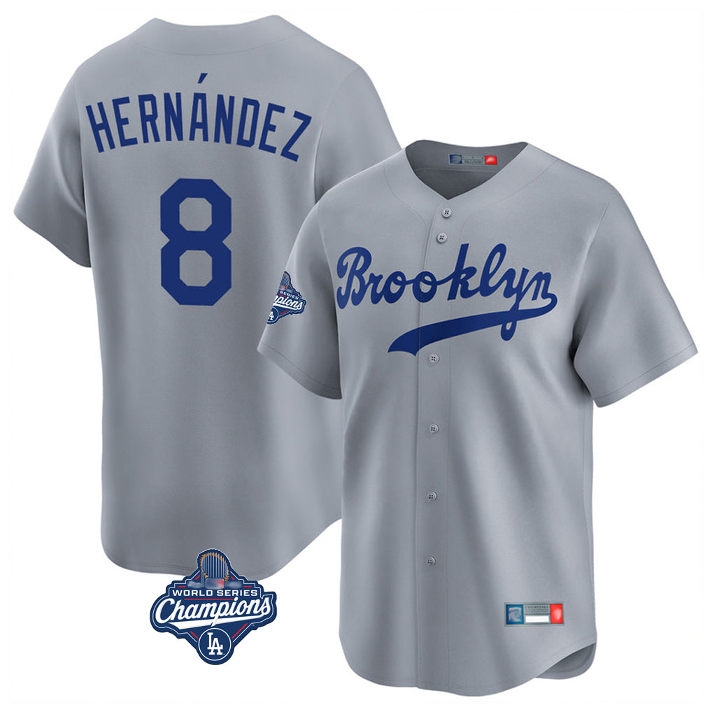Kooe LA.Dodgers #8 Enrique Hern¨¢ndez Player Gray World Series Meet Game Limited Home Stitched Jerseys