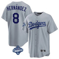 Kooe LA.Dodgers #8 Enrique Hern¨¢ndez Player Gray World Series Meet Game Stitched Jerseys