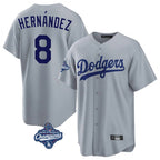 Kooe LA.Dodgers #8 Enrique Hern¨¢ndez Player Gray World Series Meet Game Stitched Jerseys