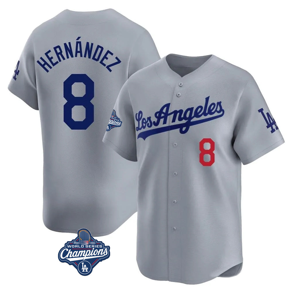 Kooe LA.Dodgers #8 Enrique Hern¨¢ndez Player Gray World Series Meet Limited Home Stitched Jerseys