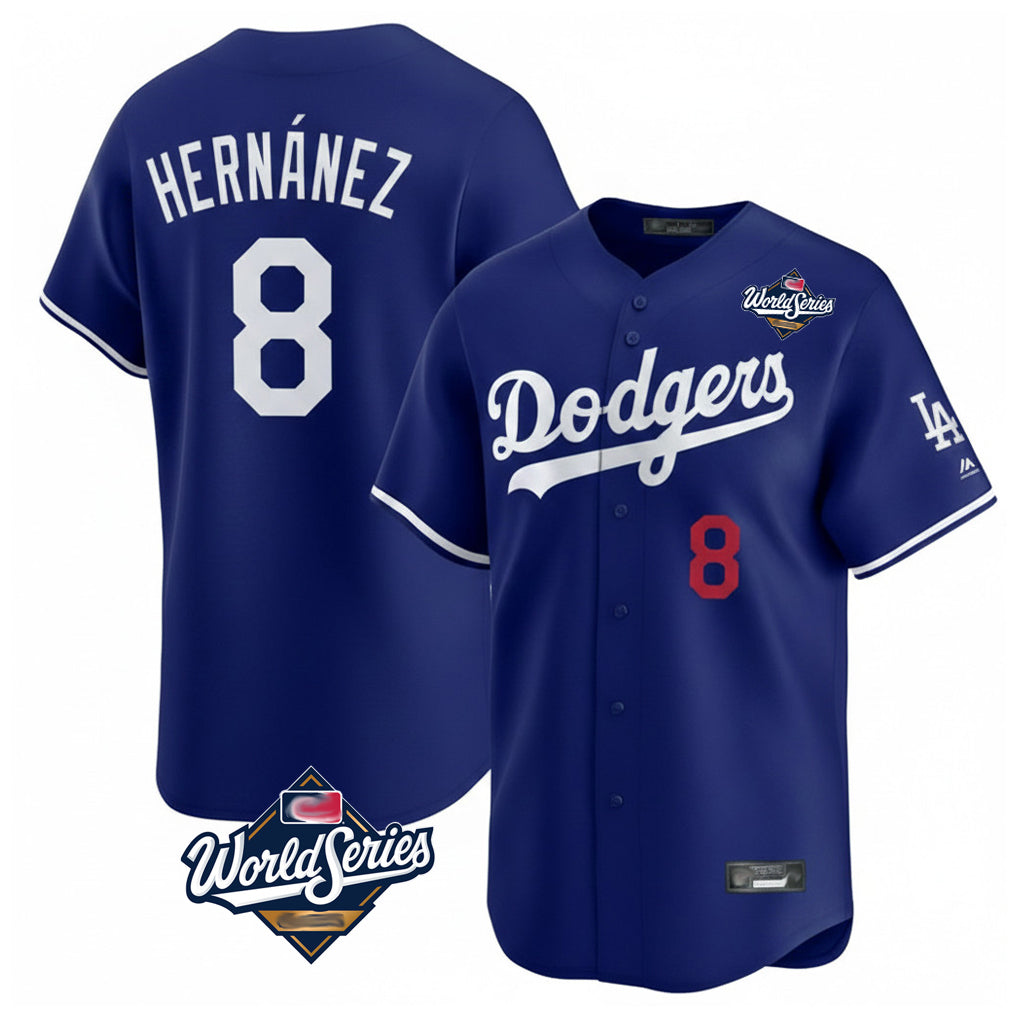 Kooe LA.Dodgers #8 Enrique Hern¨¢ndez Player Royal World Series Limited Home Stitched Jerseys