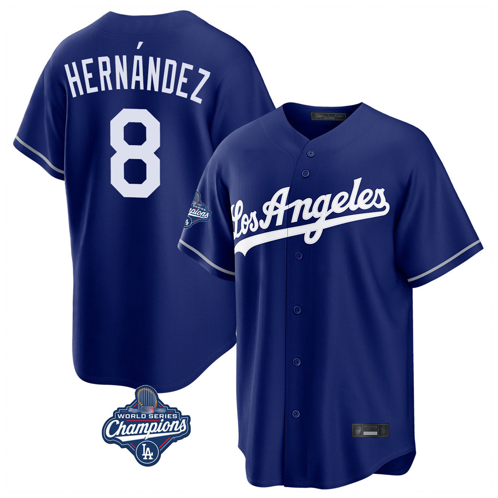 Kooe LA.Dodgers #8 Enrique Hern¨¢ndez Player Royal World Series Meet Game Stitched Jerseys