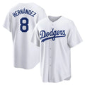 Kooe LA.Dodgers #8 Enrique Hern¨¢ndez Player White Game Home Stitched Jerseys