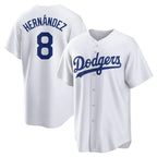 Kooe LA.Dodgers #8 Enrique Hern¨¢ndez Player White Game Home Stitched Jerseys