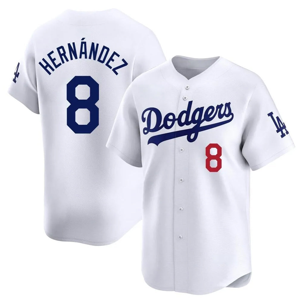Kooe LA.Dodgers #8 Enrique Hern¨¢ndez Player White Limited Home Stitched Jerseys