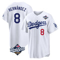 Kooe LA.Dodgers #8 Enrique Hern¨¢ndez Player White World Series Home Game Stitched Jerseys