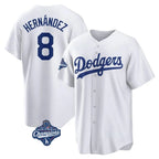 Kooe LA.Dodgers #8 Enrique Hern¨¢ndez Player White World Series Meet Game Home Stitched Jerseys