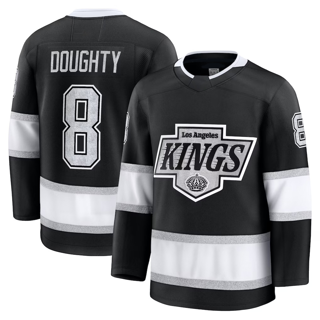 Kooe LA.Kings #8 Drew Doughty Black Home Premium Jerseys