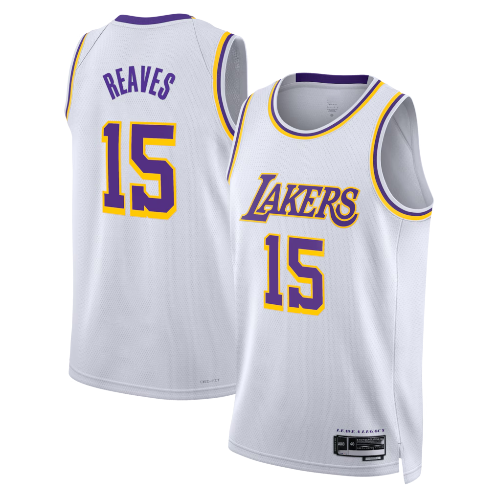 Kooe LA.Lakers #15 Austin Reaves White Association Edition Swingman Stitched Jerseys