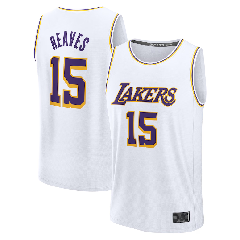 Kooe LA.Lakers #15 Austin Reaves White Fast Break Replica Player Stitched Jerseys - Association Edition