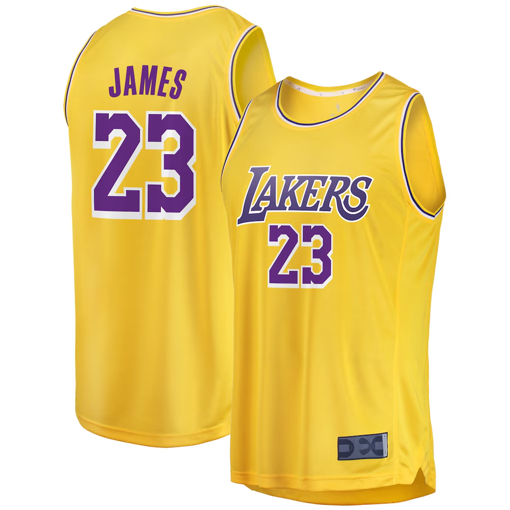Kooe LA.Lakers #23 LeBron James Gold Big & Tall Fast Break Player Stitched Jerseys - Icon Edition