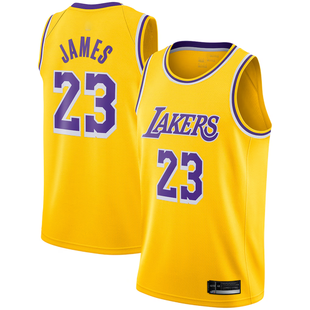 Kooe LA.Lakers #23 LeBron James Gold Swingman Player Stitched Jerseyss - Icon Edition
