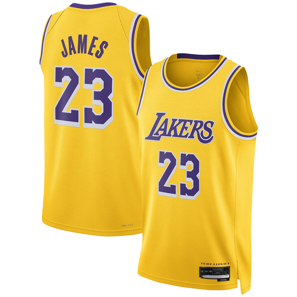 Kooe LA.Lakers #23 LeBron James Gold Swingman Stitched Jerseys - Icon Edition