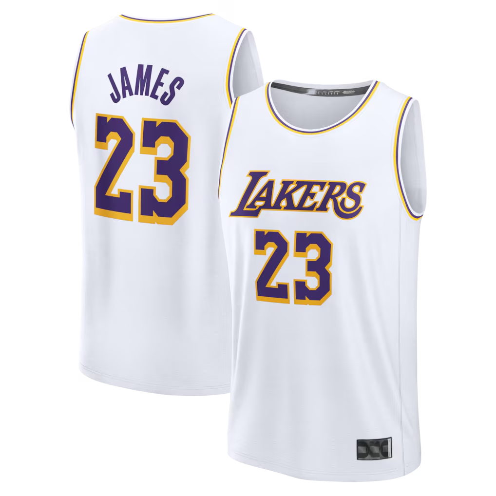 Kooe LA.Lakers #23 LeBron James White Fast Break Replica Player Stitched Jerseys - Association Edition