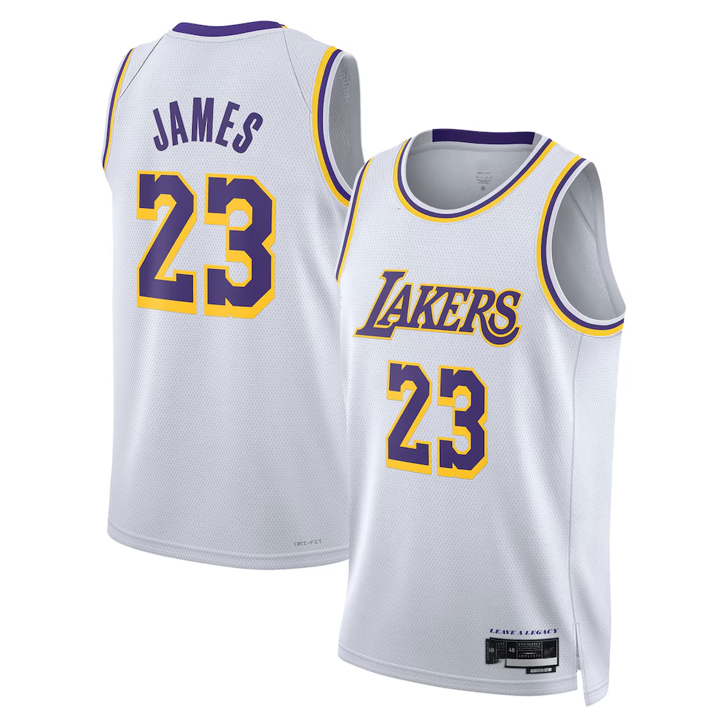 Kooe LA.Lakers #23 LeBron James White Swingman Stitched Jerseys - Association Edition