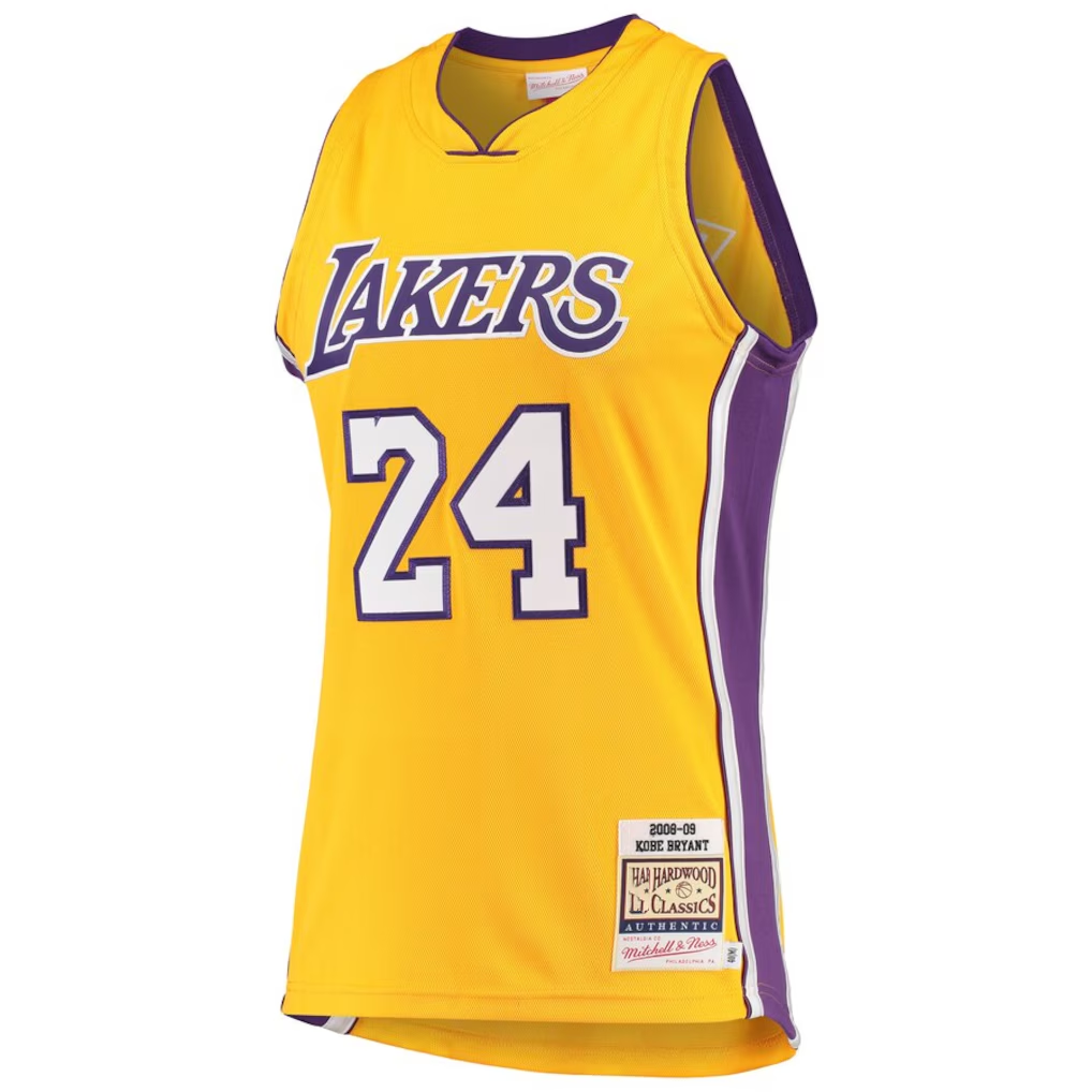 Kooe LA.Lakers #24 Kobe Bryant Gold Hardwood Classics 2008-2009 Authentic Stitched Jerseys By Mitchell & Ness