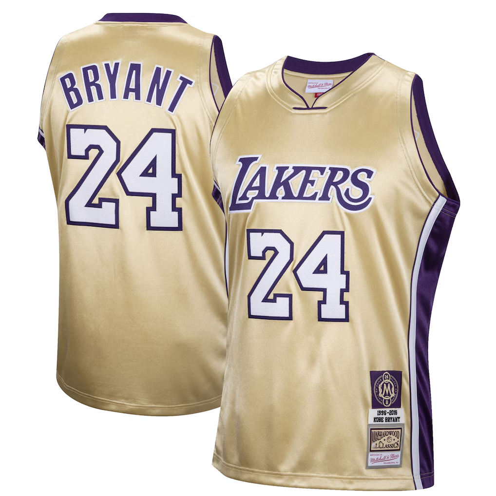 Kooe LA.Lakers #24 Kobe Bryant Mitchell & Ness Gold Hall of Fame Class of 2020 #24 Authentic Hardwood Classics Jerseys