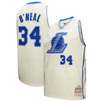 Kooe LA.Lakers #34 Shaquille O'Neal Mitchell & Ness Cream Chainstitch Swingman Jerseys