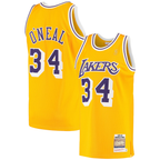 Kooe LA.Lakers #34 Shaquille O'Neal Mitchell & Ness Gold 1996-1997 Hardwood Classics Authentic Jerseys