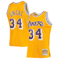 Kooe LA.Lakers #34 Shaquille O'Neal Mitchell & Ness Gold 199697 Hardwood Classics Swingman Jerseys