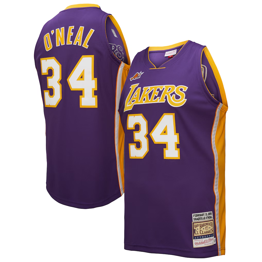 Kooe LA.Lakers #34 Shaquille O'Neal Mitchell & Ness Purple 2000 All-Star Game Authentic Jerseys