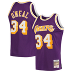 Kooe LA.Lakers #34 Shaquille O'Neal Mitchell & Ness Purple Hardwood Classics Swingman Jerseys