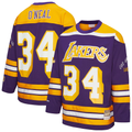 Kooe LA.Lakers #34 Shaquille O'Neal Mitchell & Ness Purple Maxxed Out Fashion Hockey Stitched Jerseys
