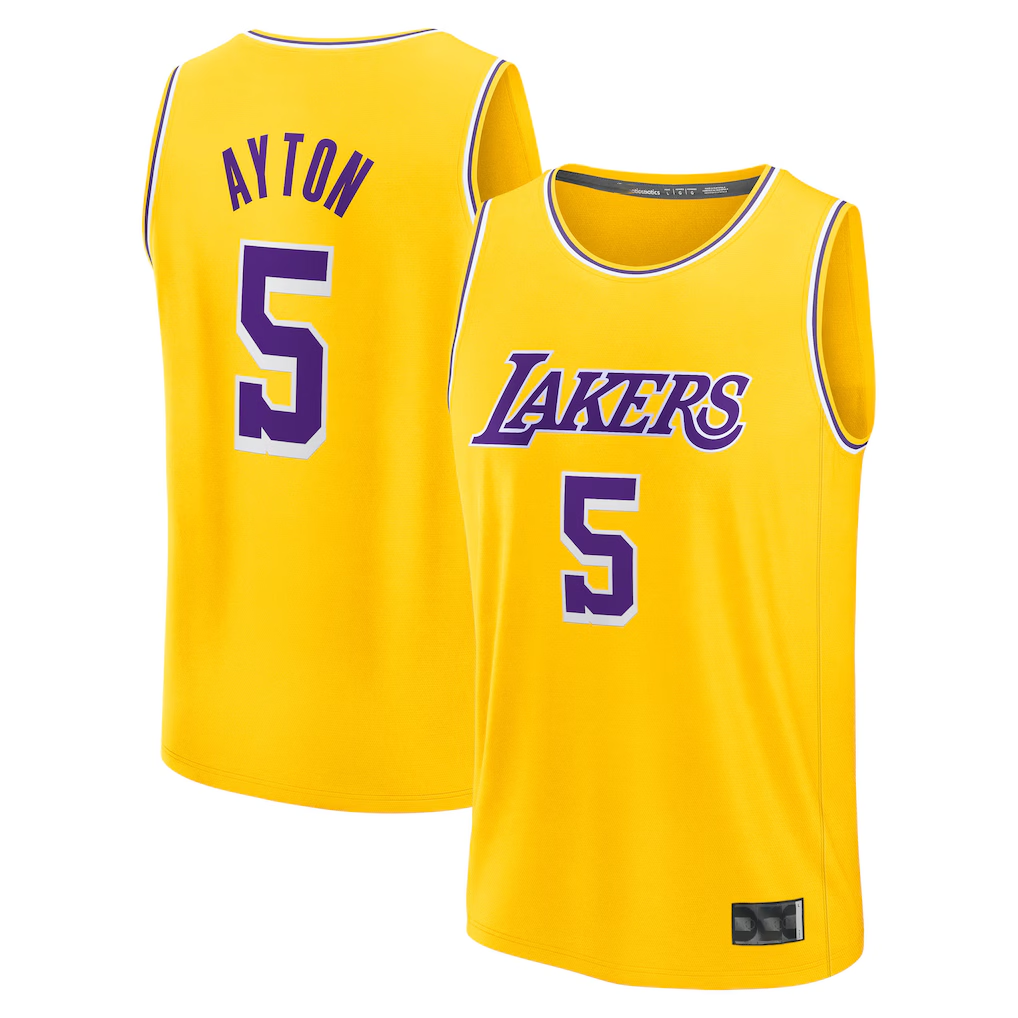 Kooe LA.Lakers #5 Deandre Ayton Gold Fast Break Replica Player Stitched Jerseys - Icon Edition