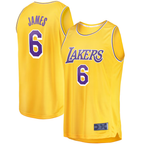 Kooe LA.Lakers #6 LeBron James Gold 2021-2022 Fast Break Replica Stitched Jerseys - Icon Edition