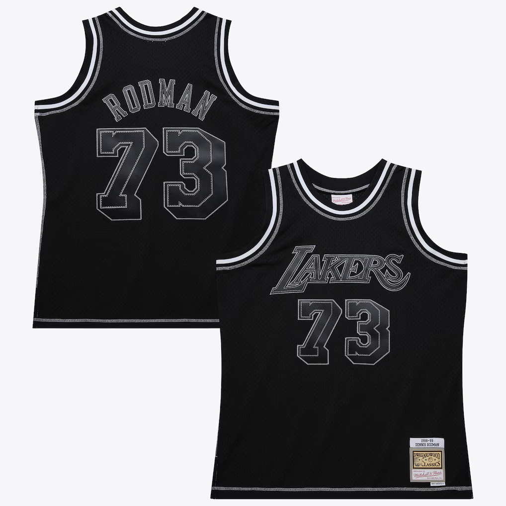 Kooe LA.Lakers #73 Dennis RodmanBlack Mitchell & Ness 1998 Contrast 2K Swingman Stitched Jerseys