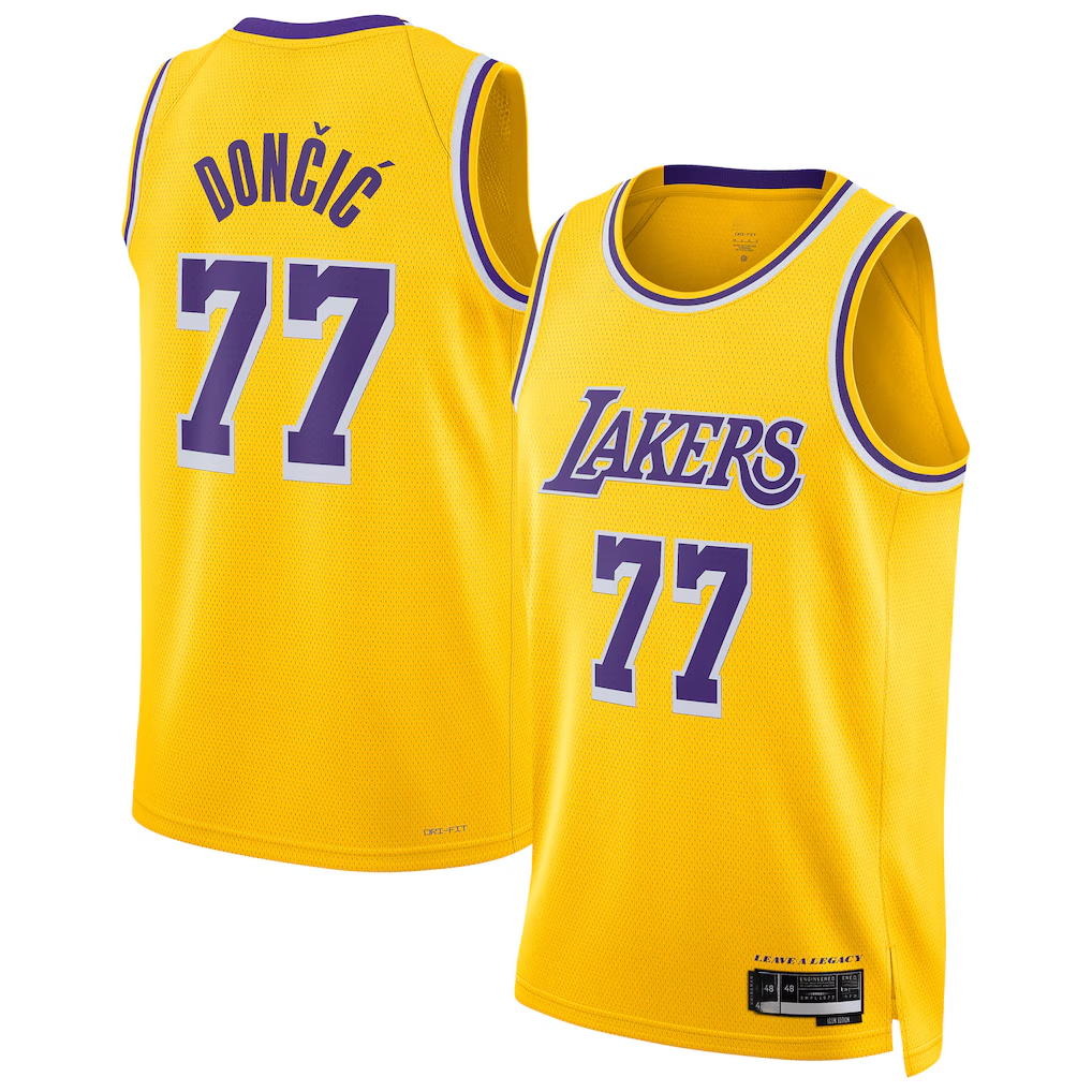 Kooe LA.Lakers #77 Luka Doncic Dri-Fit Swingman Stitched Jerseys