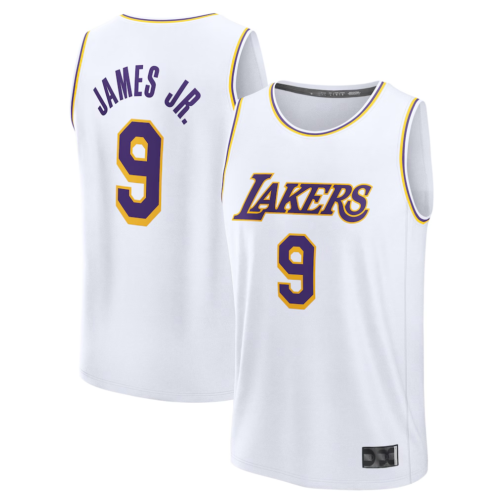 Kooe LA.Lakers #9 Bronny James White Fast Break Replica Player Stitched Jerseys - Association Edition