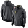 Kooe LA.Rams Gray Pullover Hoodie Limited Game Blank Player Stitched Jerseys