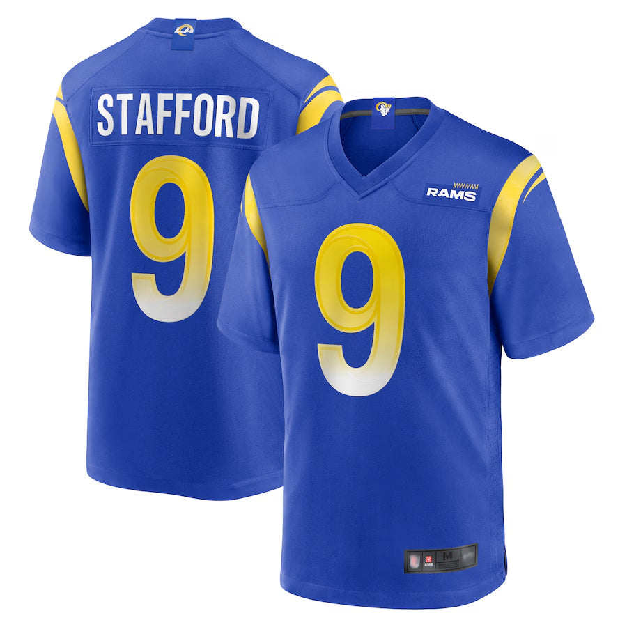 Kooe LA.Rams Home Game Football Jerseys - Royal - #9 Matthew Stafford Player Stitched Jerseys