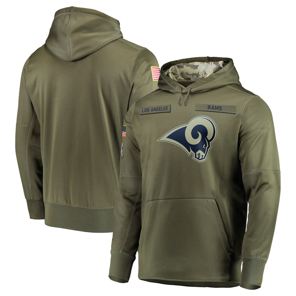 Kooe LA.Rams Olive Salute to Service Pullover Hoodies Home Game Blank Player Stitched Jerseys