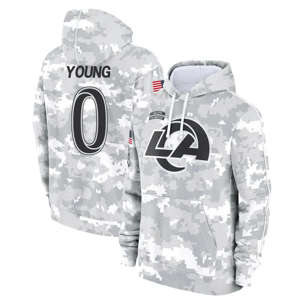 Kooe LA.Rams #0 Byron Young Player Arctic Camo Salute to Service Hoodies Limited Game Stitched Jerseys