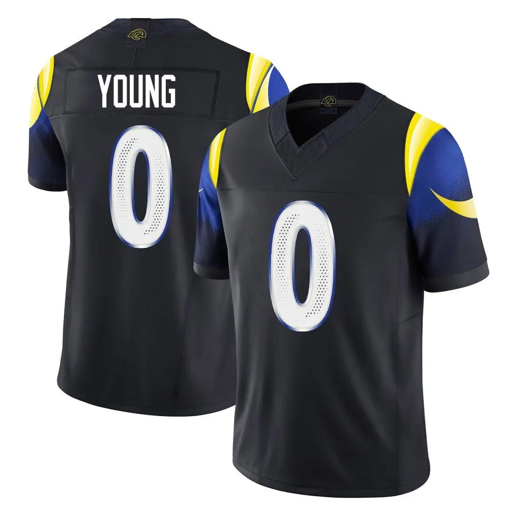 Kooe LA.Rams #0 Byron Young Player Black Midnight Rivalries Collection Limited Home Game Stitched Jerseys