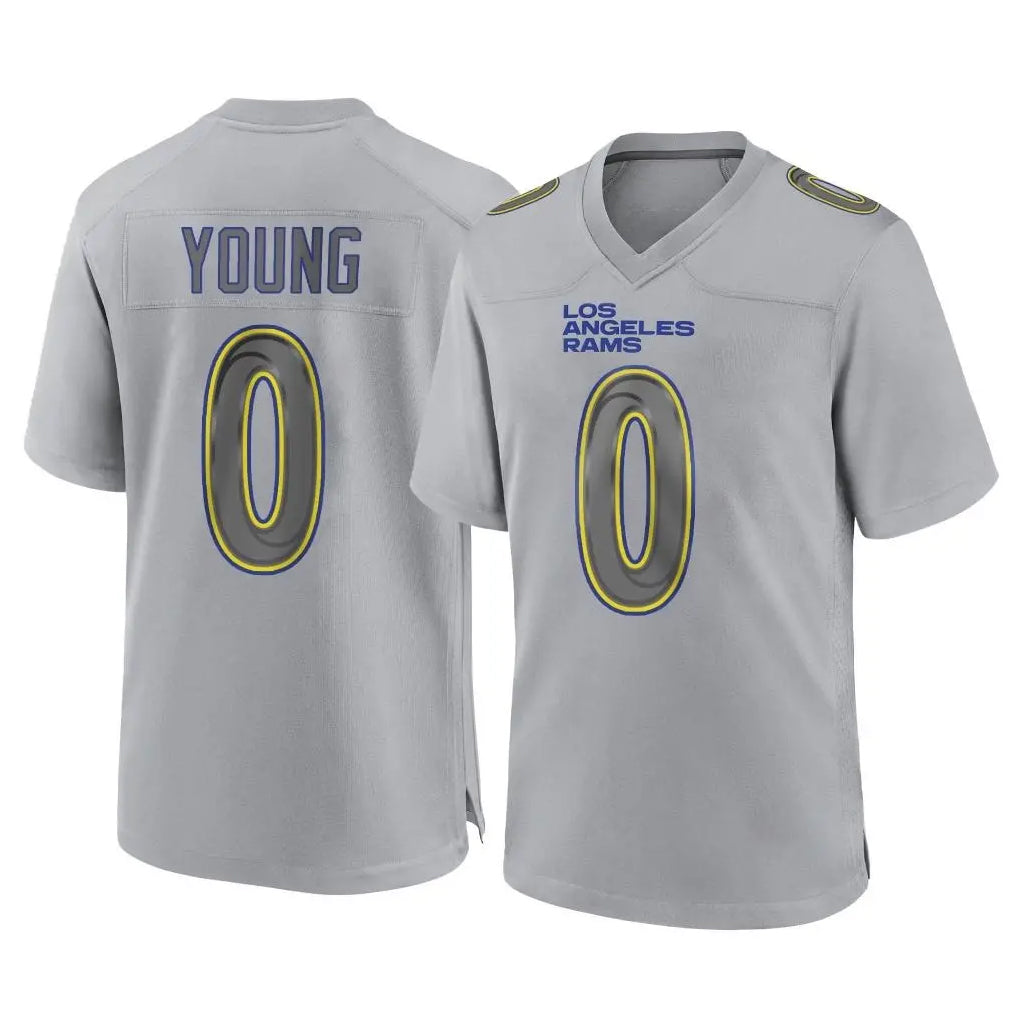 Kooe LA.Rams #0 Byron Young Player Gray Atmosphere Fashion Home Game Stitched Jerseys